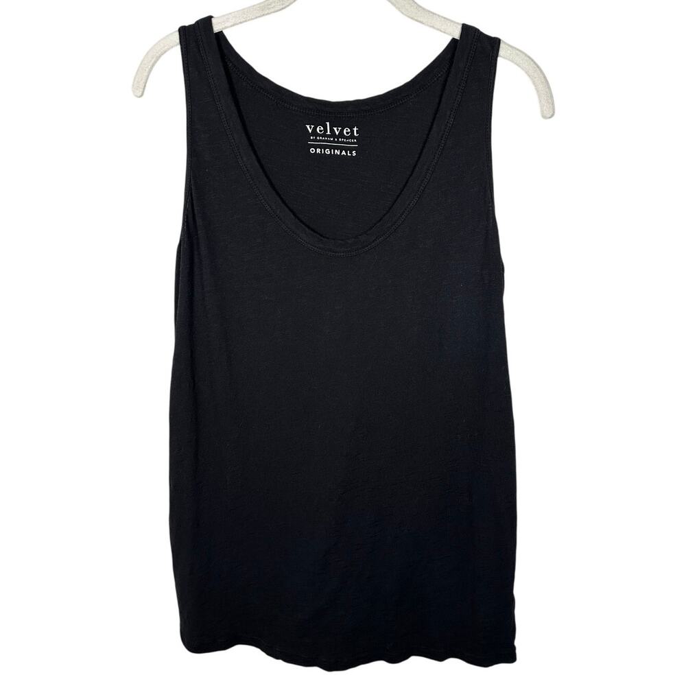 Velvet by Graham & Spencer Originals Black Scoop Neck 100% Cotton Top Women's L